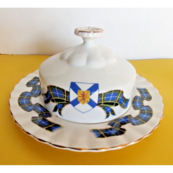 Royal Albert Nova Scotia Tartan Round Butter Dish c.1960s Bone China - Picture 1 of 10